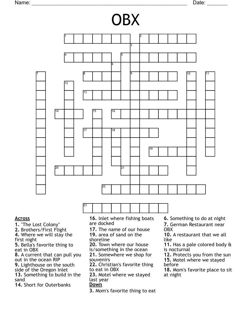 OBX Crossword WordMint