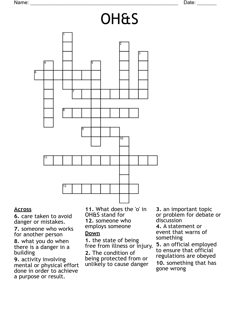 OH&S Crossword WordMint