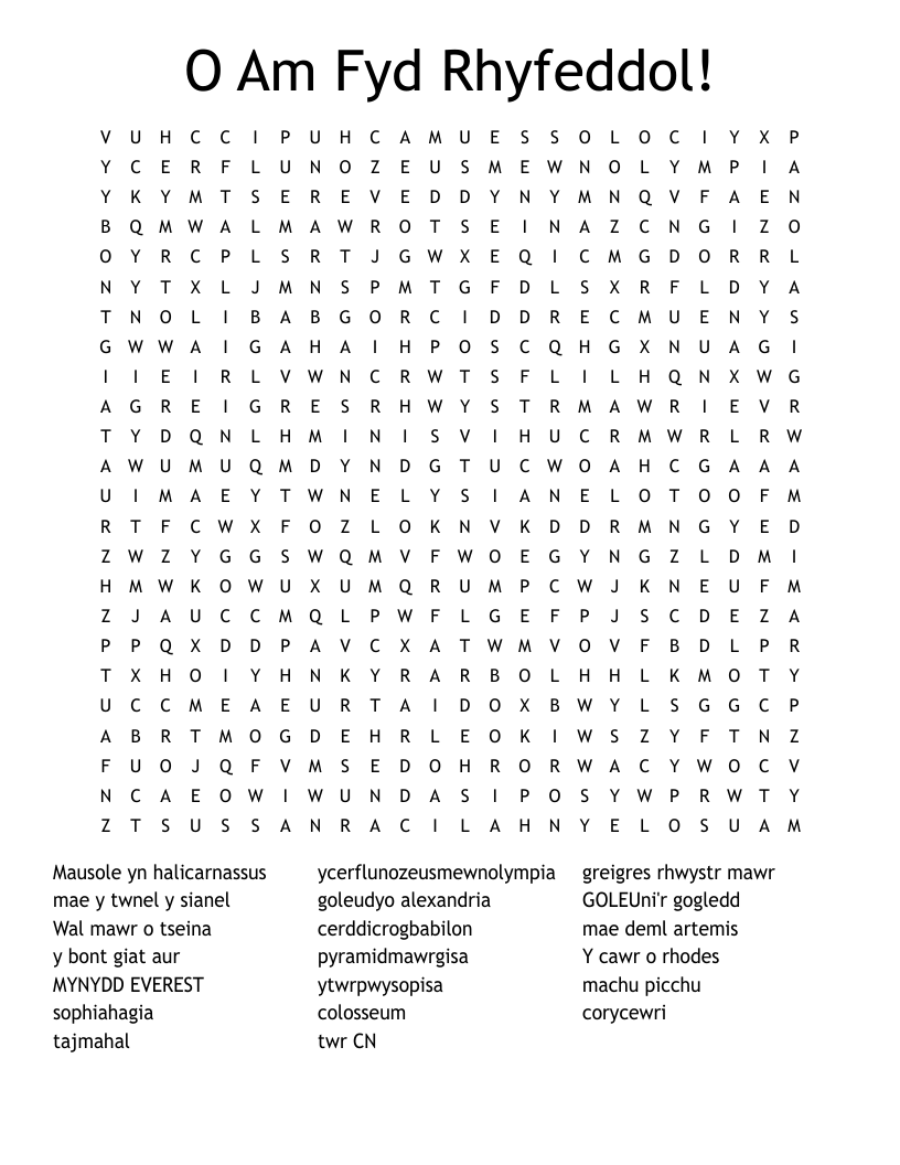 Y Tywydd Word Search WordMint
