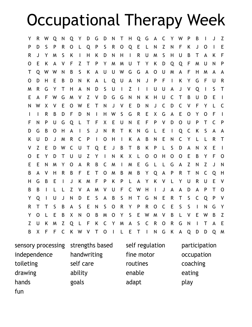 Childs Occupational Therapy Word Scramble WordMint