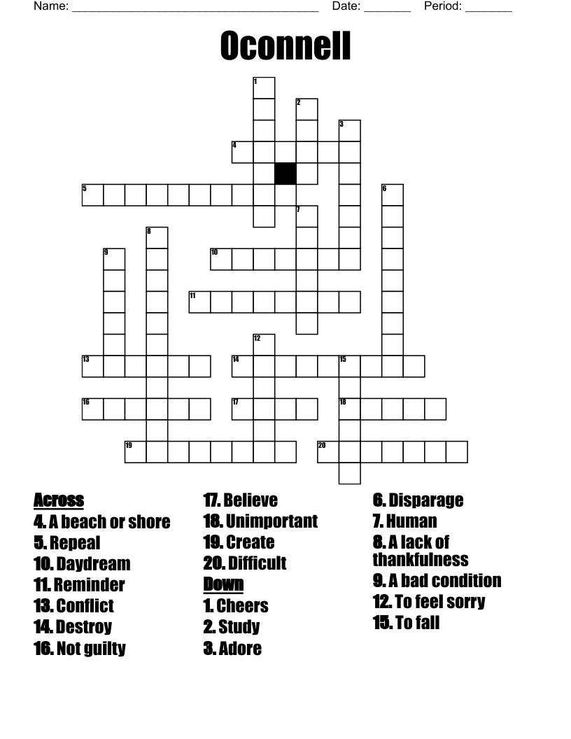 Oconnell Crossword WordMint
