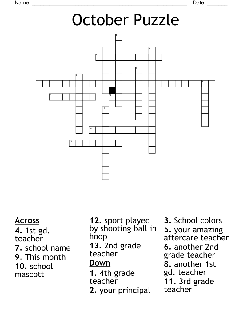 October Puzzle Crossword WordMint