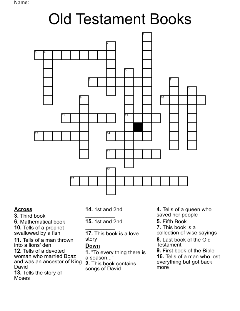 Old Testament Books Crossword WordMint