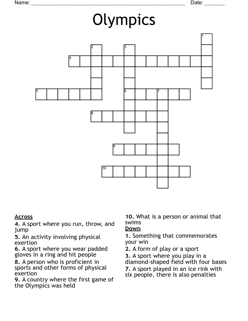 Olympics Crossword WordMint