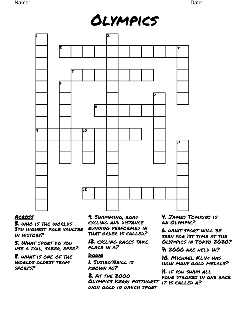 Olympics Crossword WordMint