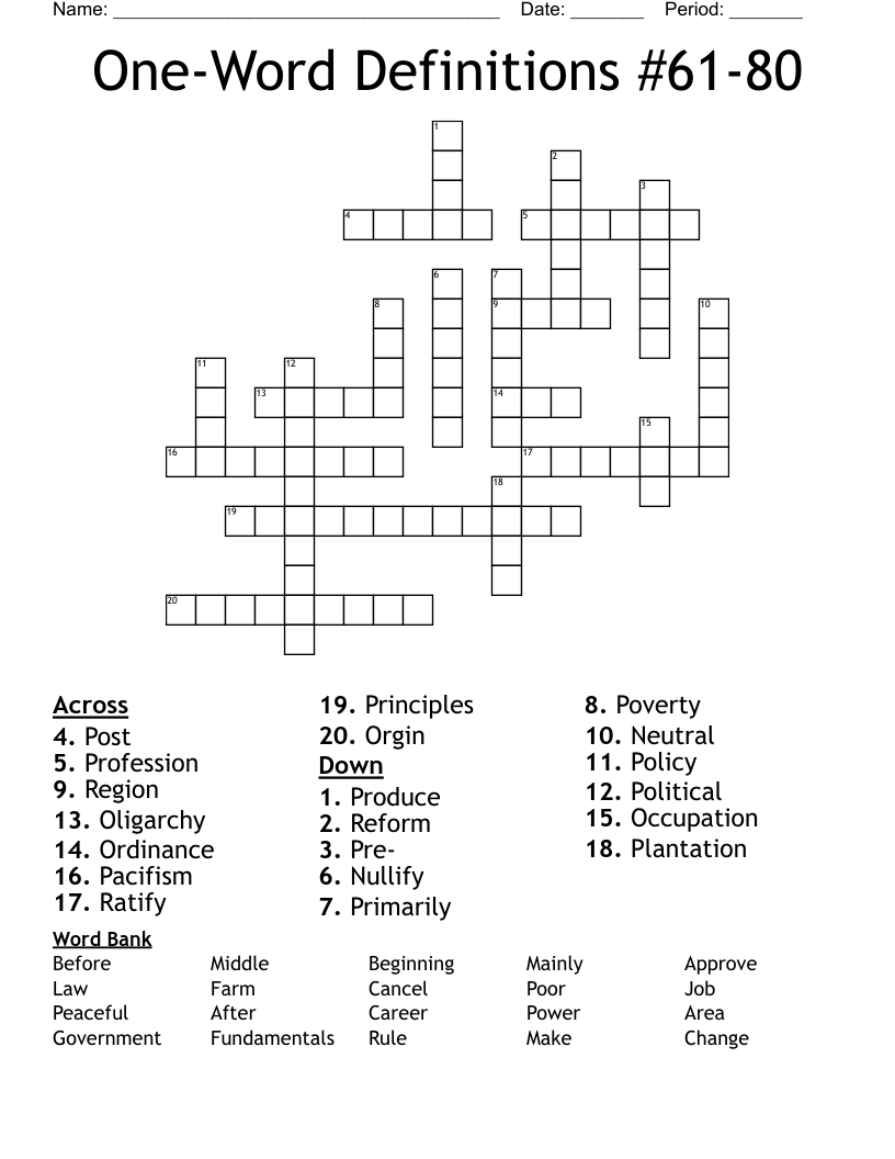 OneWord Definitions 6180 Crossword WordMint