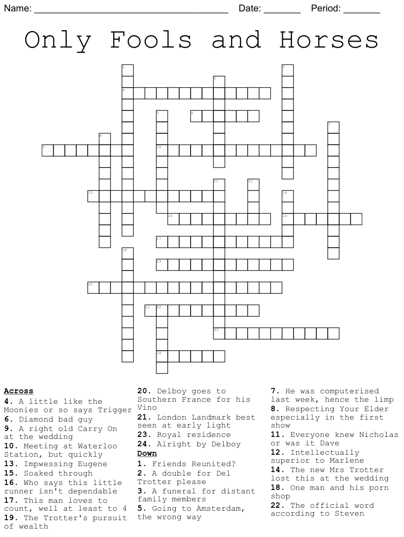 Only Fools and Horses Word Search WordMint