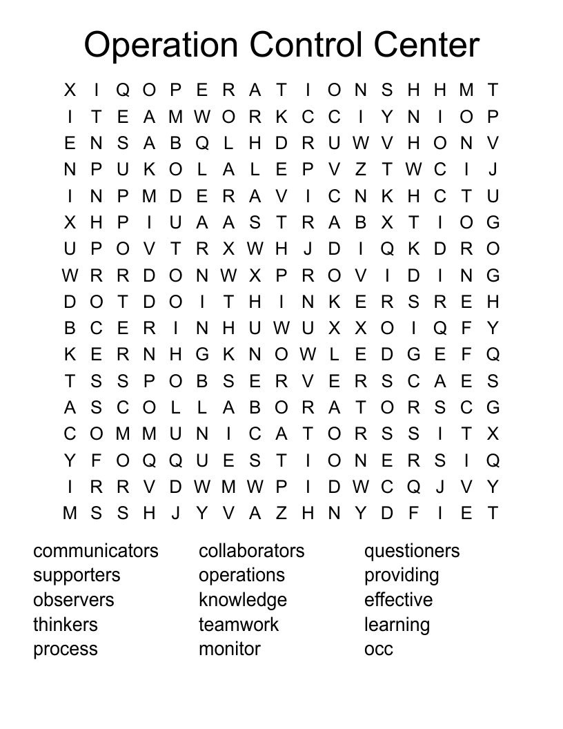 Operation Control Center Word Search WordMint