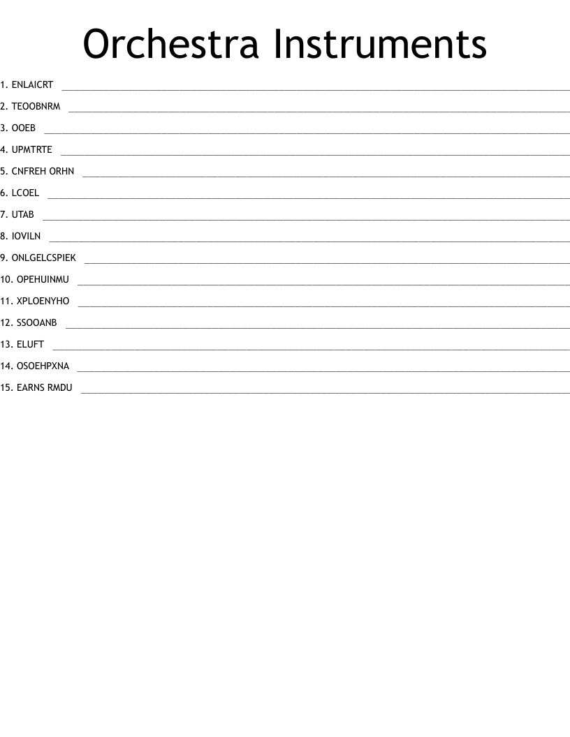Musical instruments Crossword WordMint