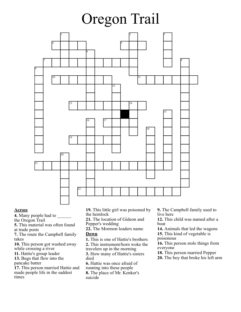 Oregon Trail Word Search WordMint