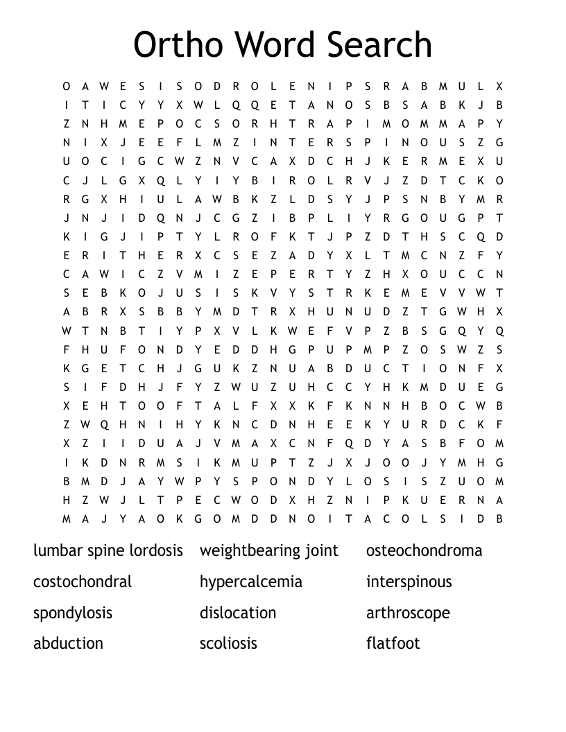Ortho Word Search WordMint