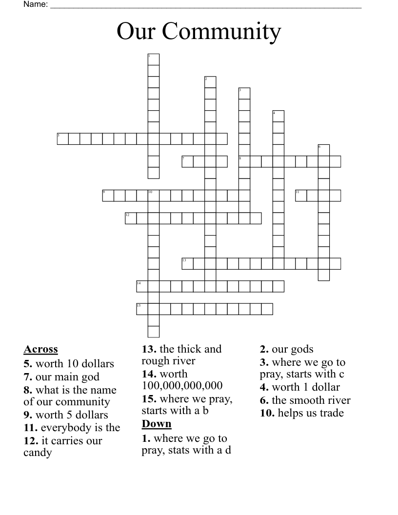 Our Community Crossword WordMint