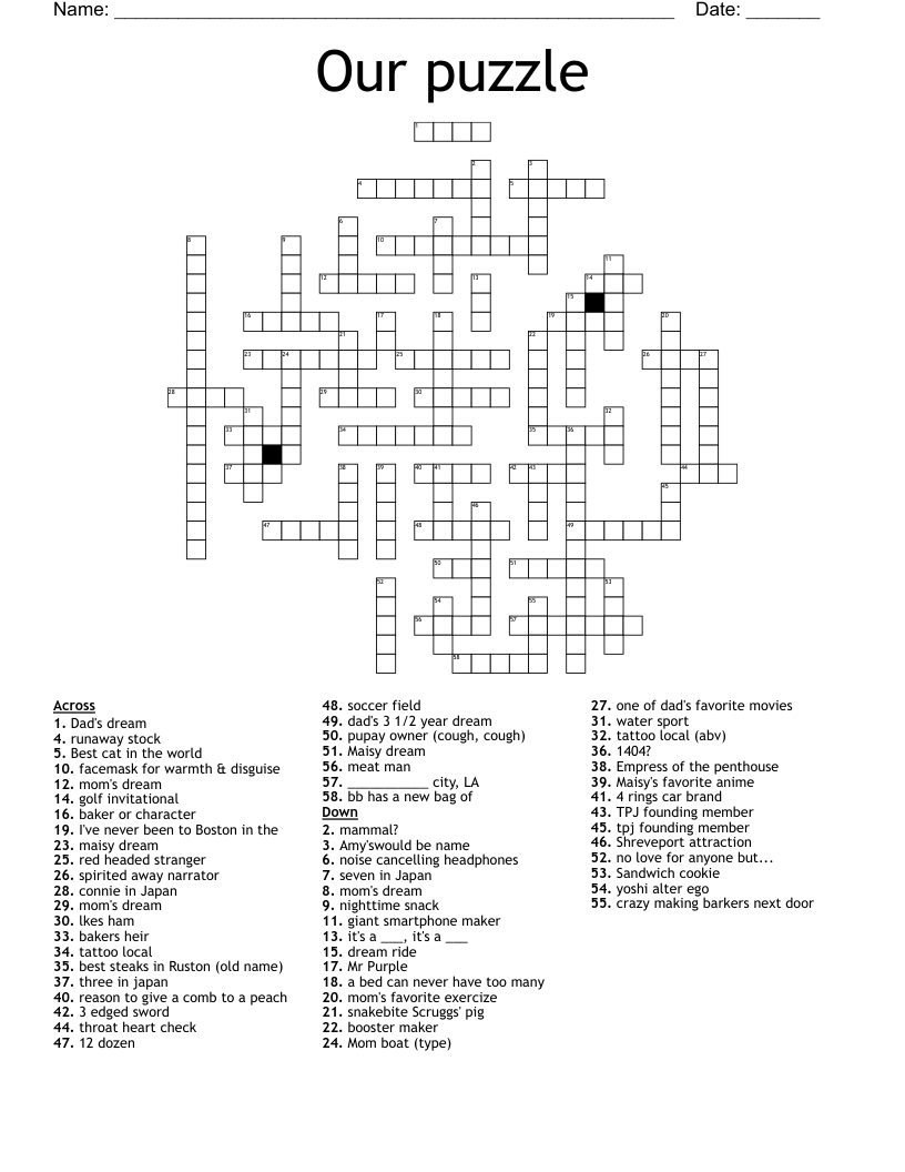 Our puzzle Crossword WordMint
