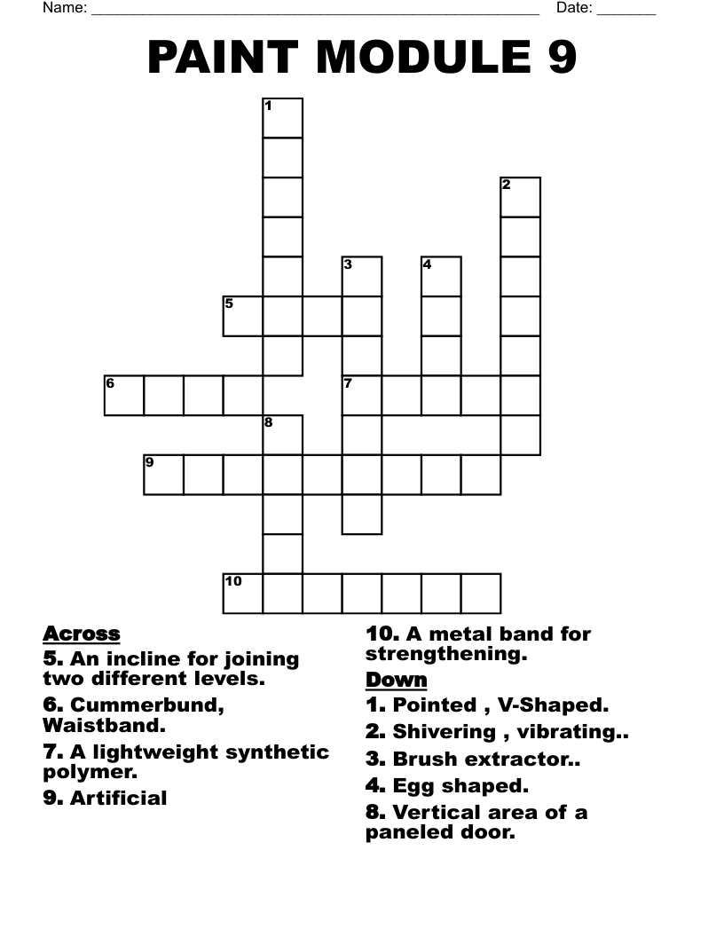 PAINT MODULE 9 Crossword WordMint