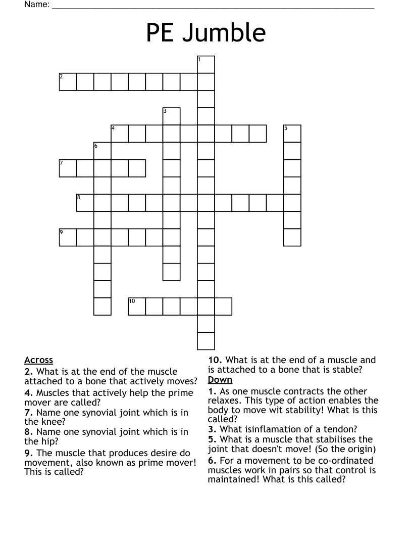 PE Jumble Crossword WordMint