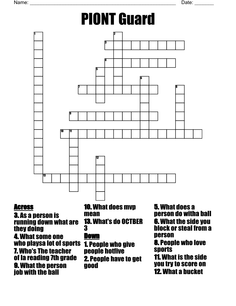 PIONT Guard Crossword WordMint