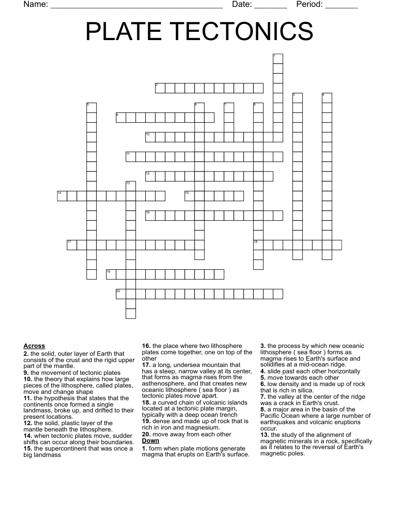 Plate Tectonics Crossword Puzzle My XXX Hot Girl