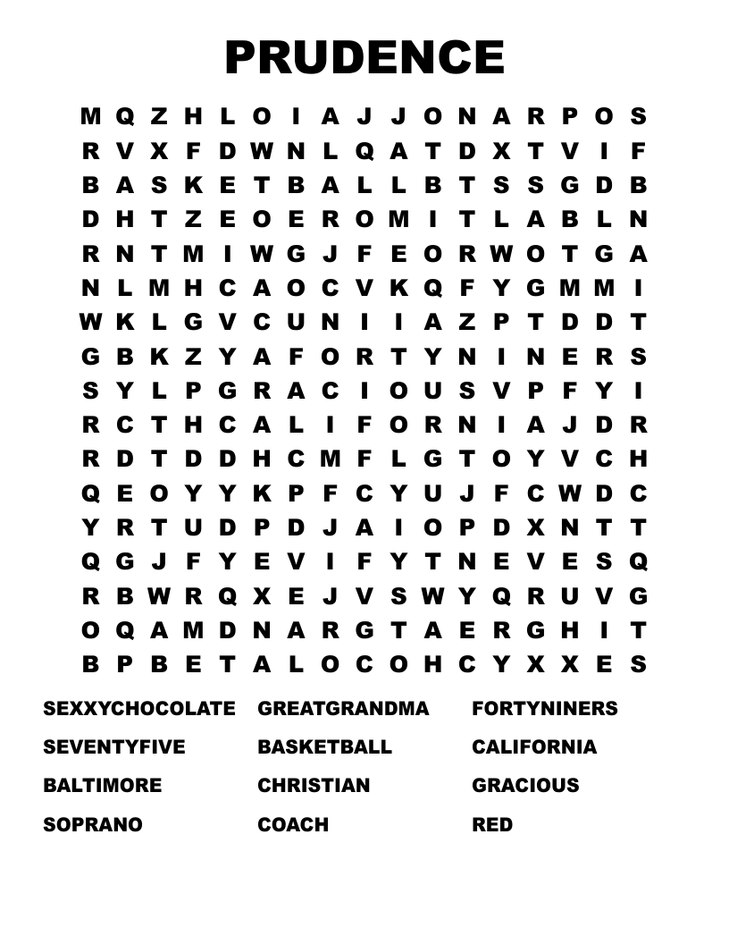 PRUDENCE Word Search WordMint
