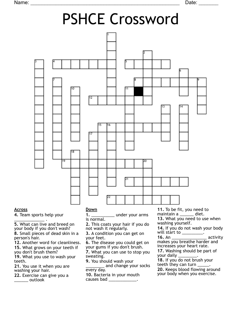 PSHCE Crossword WordMint