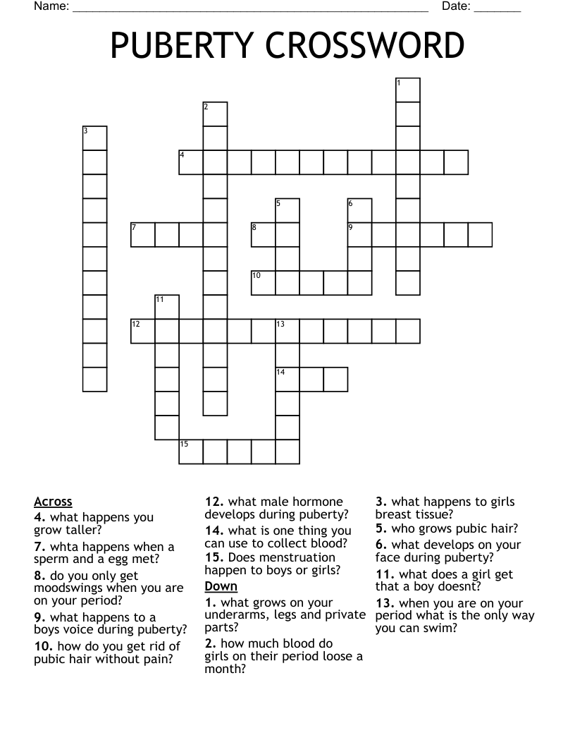 PUBERTY CROSSWORD WordMint