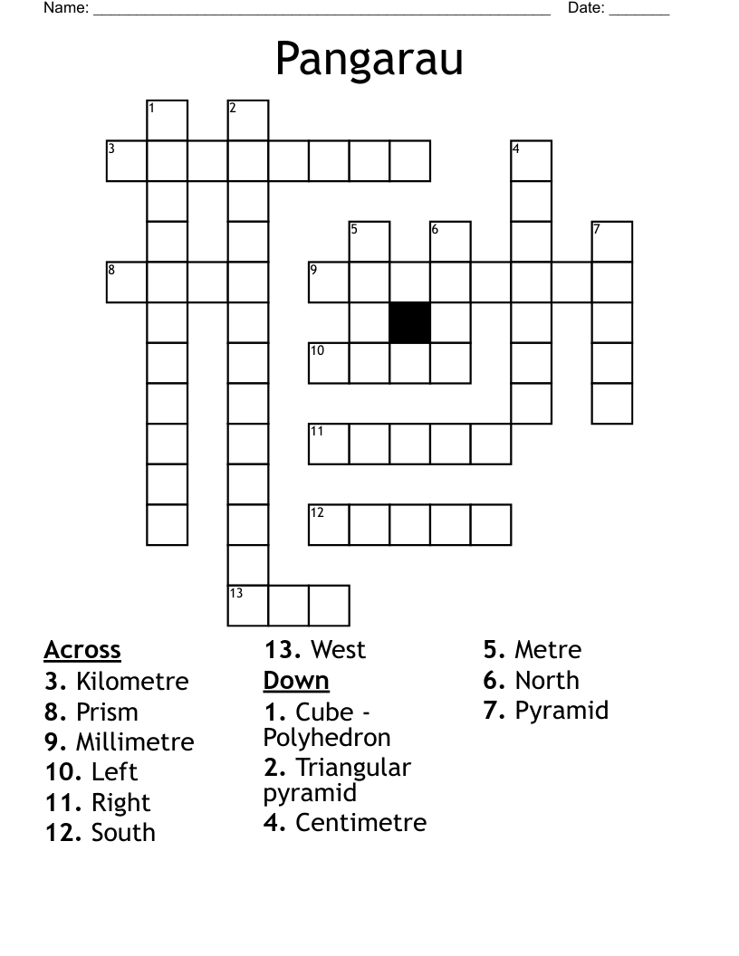 Pangarau Crossword WordMint