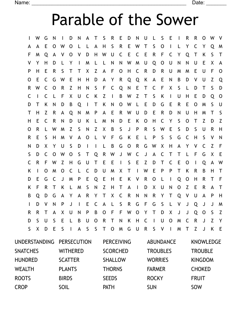 The Parable of the Sower Crossword WordMint