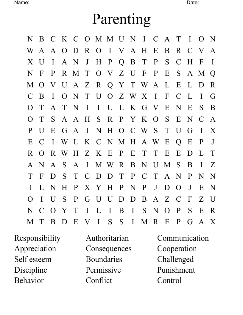 Parenting Word Search WordMint