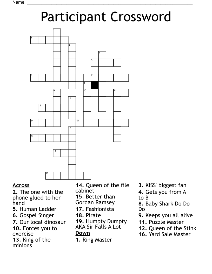 Participant Crossword WordMint