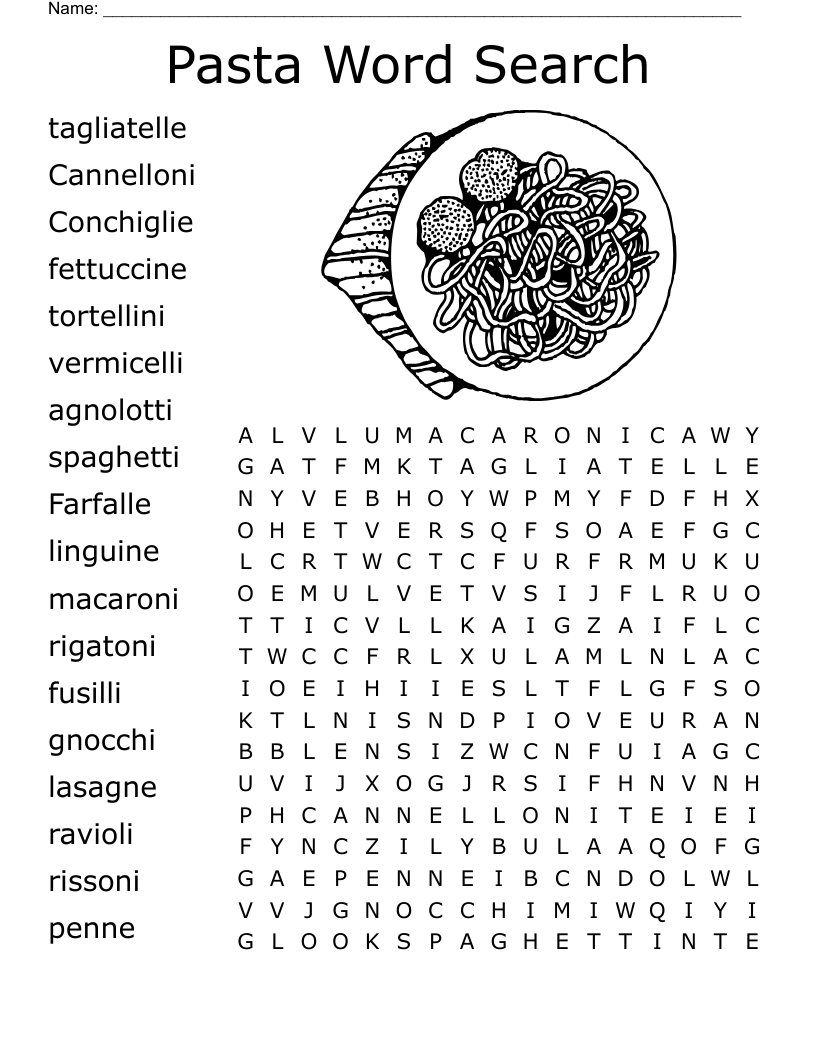 Types Of Pasta Word Search Wordmint vrogue.co