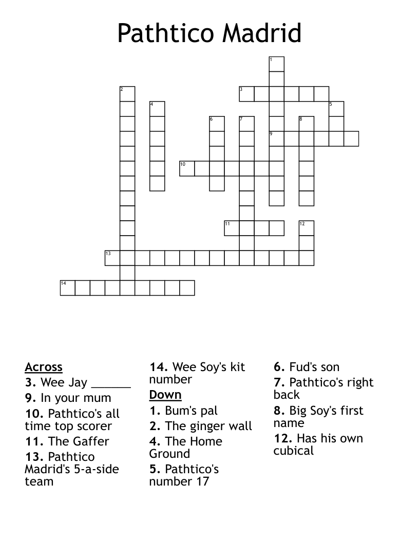 Pathtico Madrid Crossword WordMint
