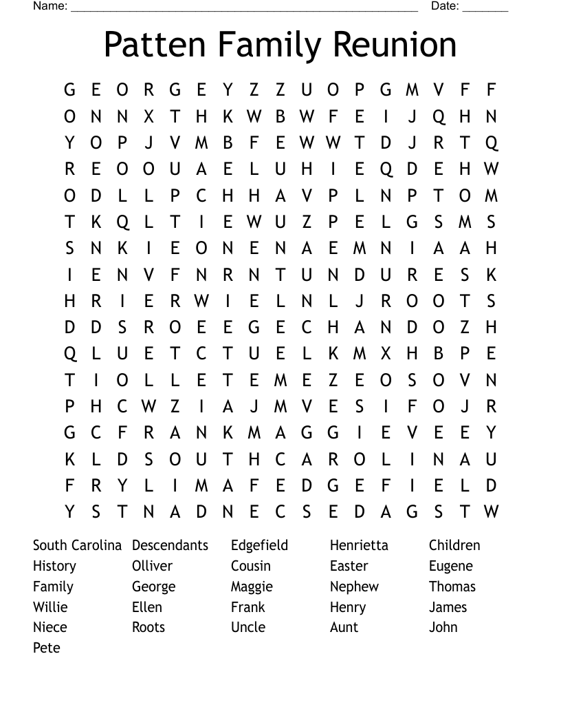 Hyman Family Reunion 2018 Word Search WordMint