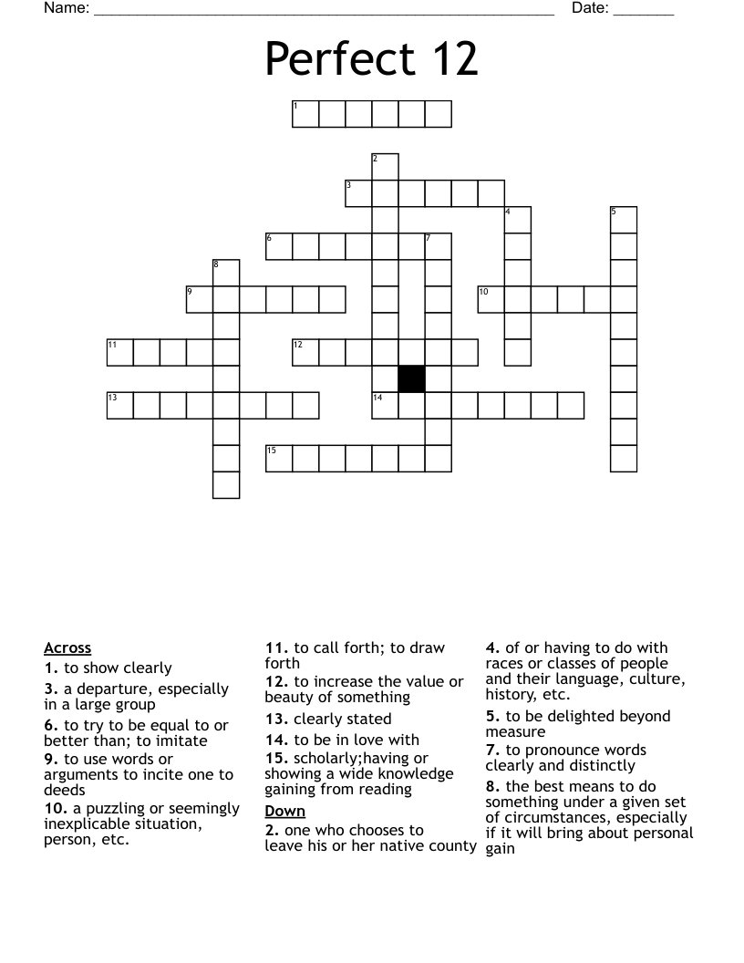 Perfect 12 Crossword WordMint