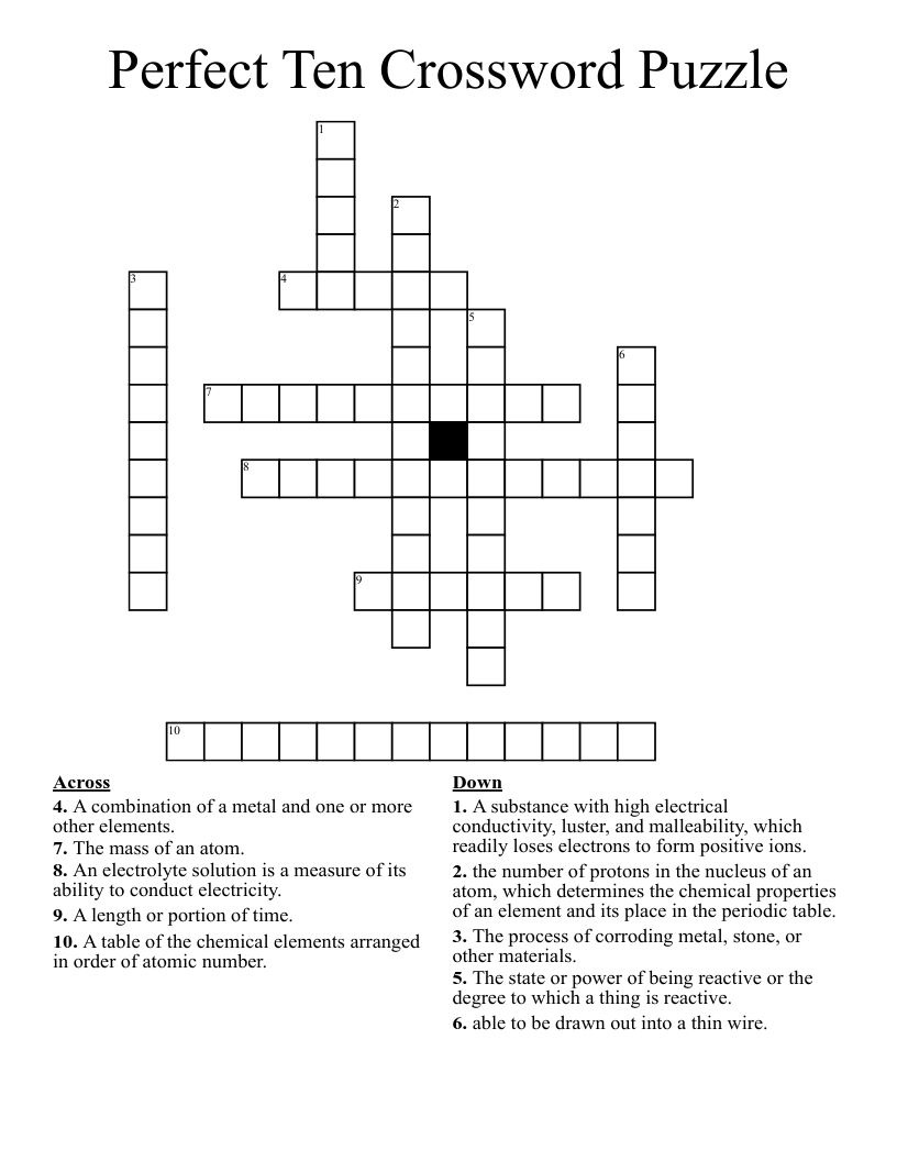 Perfect Ten Crossword Puzzle WordMint