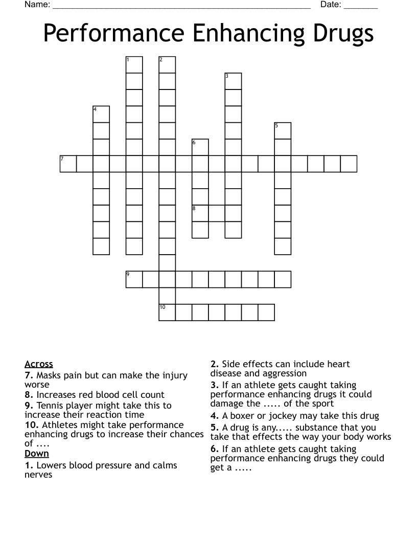 Performance Enhancing Drugs Crossword WordMint