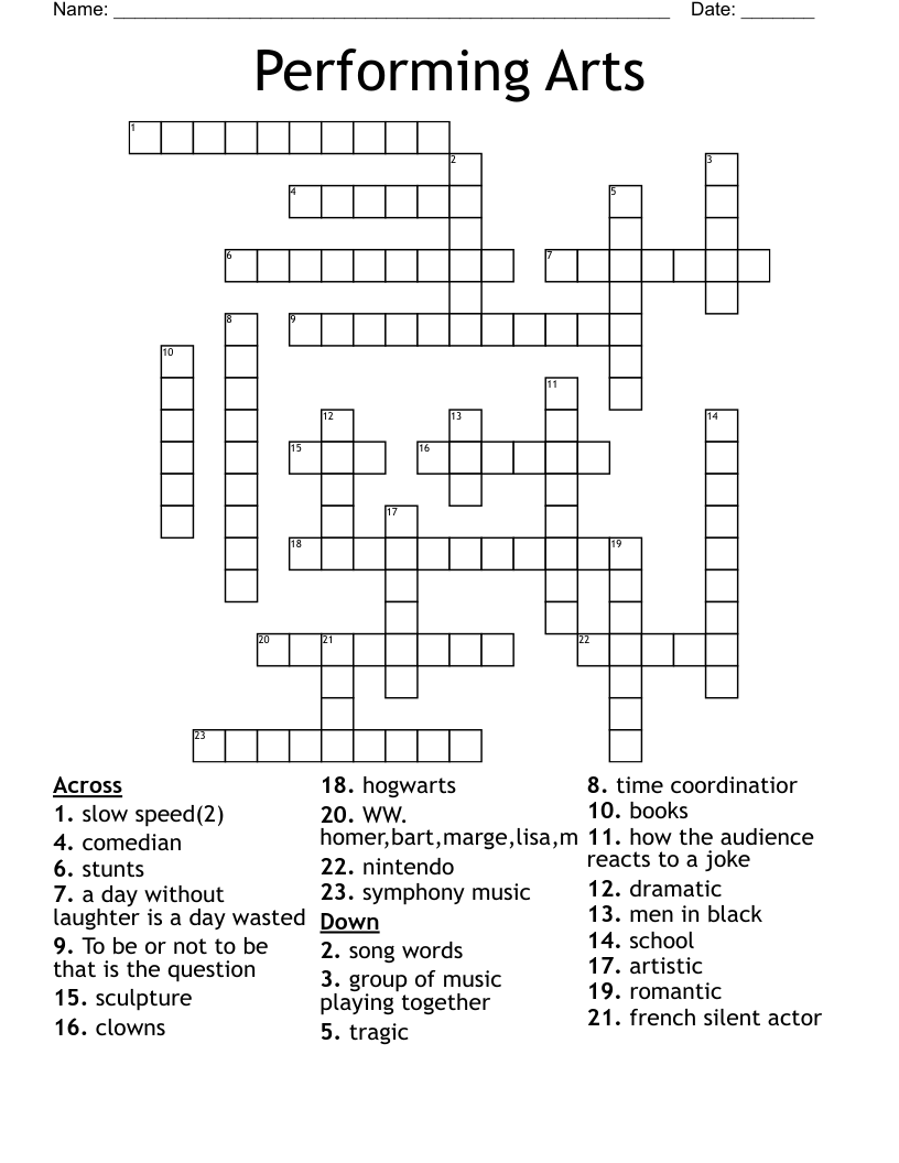 Performing Arts Crossword WordMint