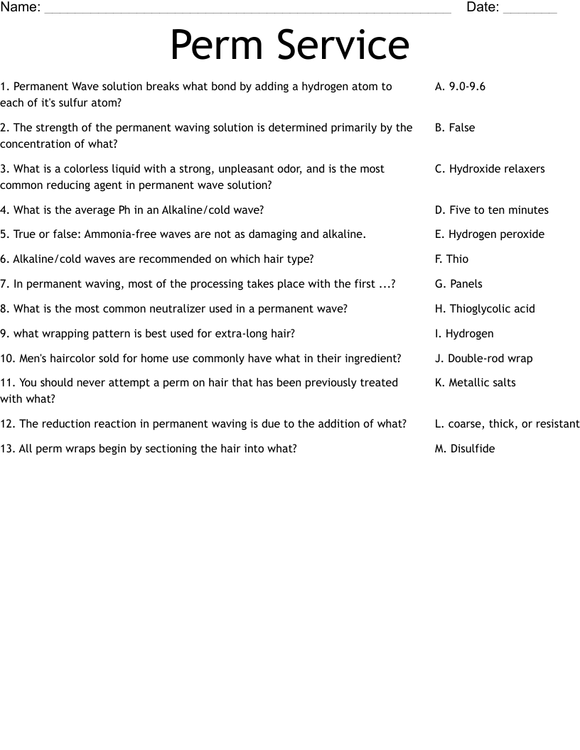 Perm Service Worksheet WordMint