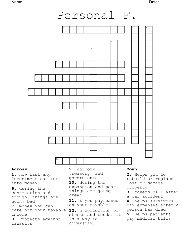 Personal F. Crossword WordMint