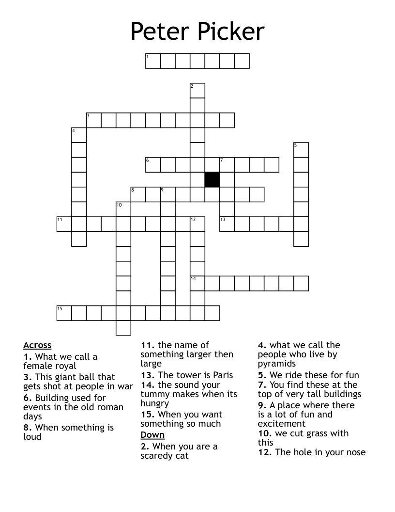 Peter Picker Crossword - WordMint