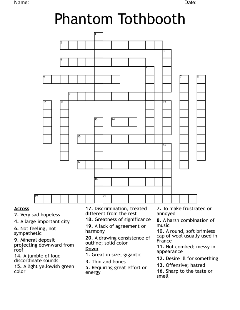 Phantom Tothbooth Crossword WordMint