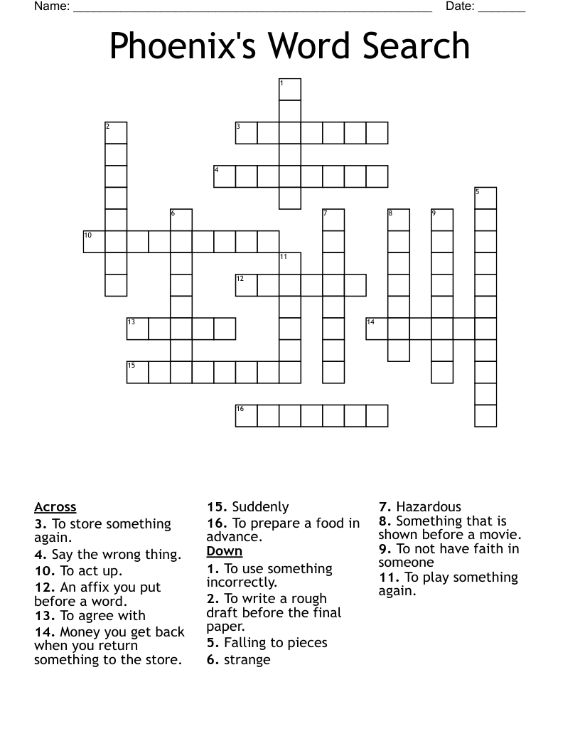 Phoenix's Word Search Crossword WordMint