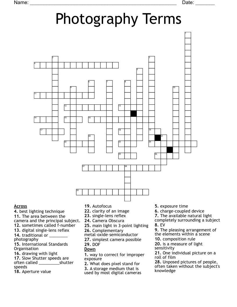 Similar to Photography Terms Word Search WordMint