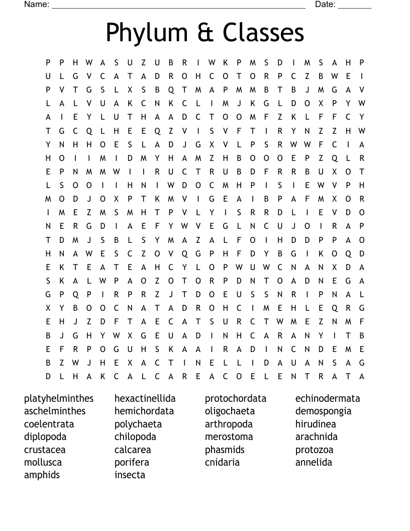 Zoology Word Search WordMint