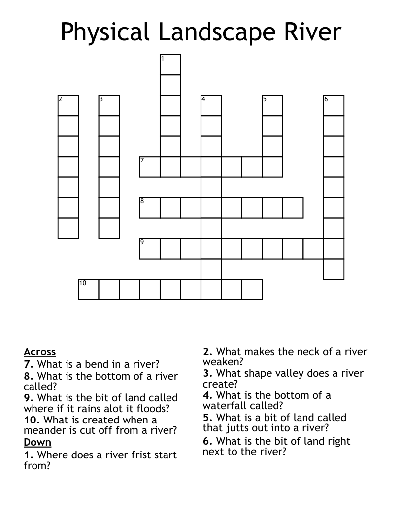 Physical Landscape River Crossword WordMint