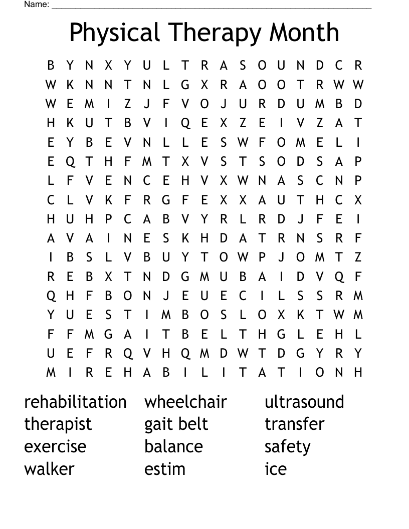 Physical Therapy Month Word Search WordMint