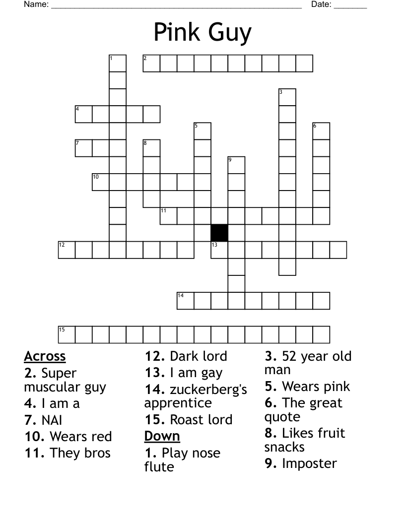Pink Guy Crossword WordMint