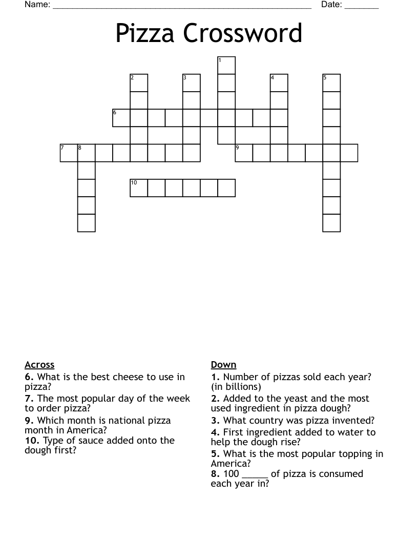 Pizza Crossword WordMint