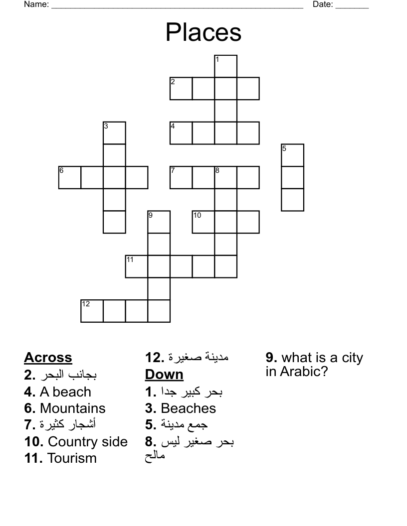 Places Crossword WordMint