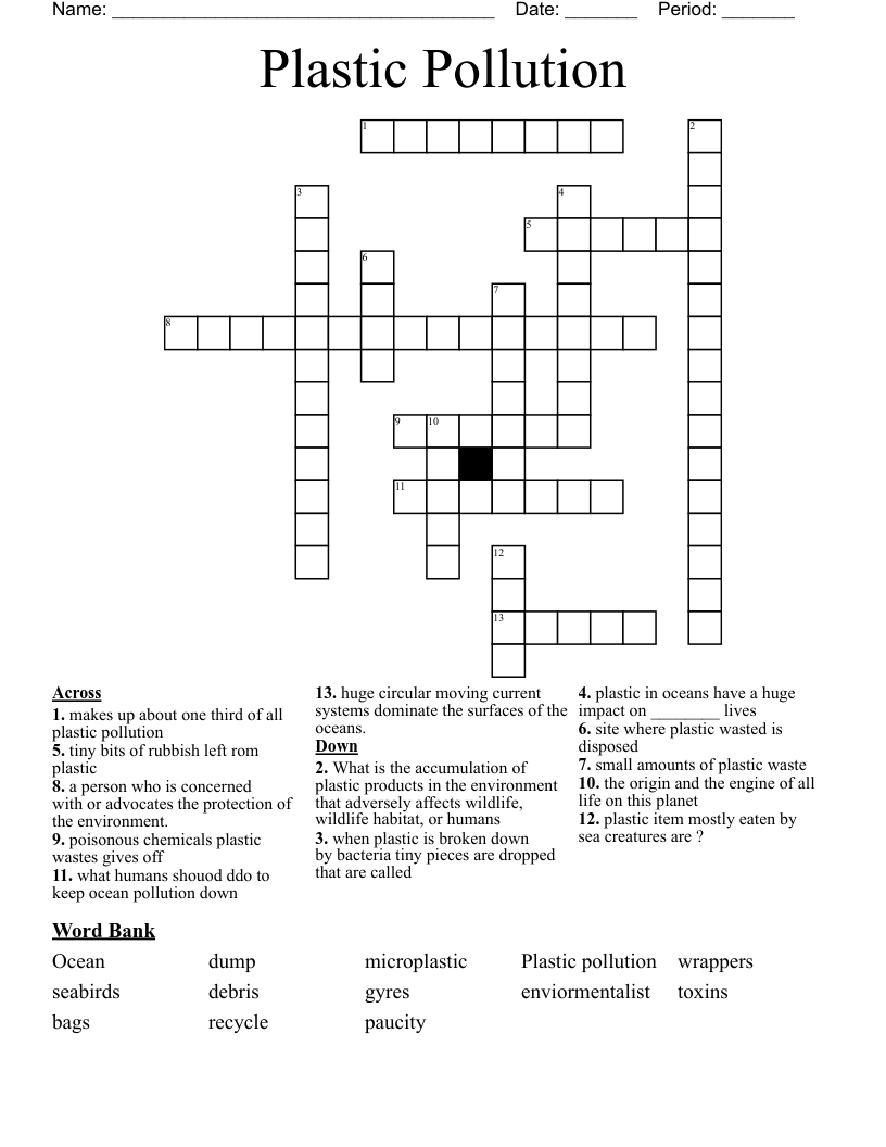 plastic in the ocean Word Search WordMint