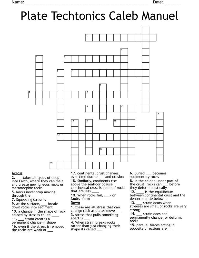 Plate Techtonics Caleb Manuel Crossword WordMint
