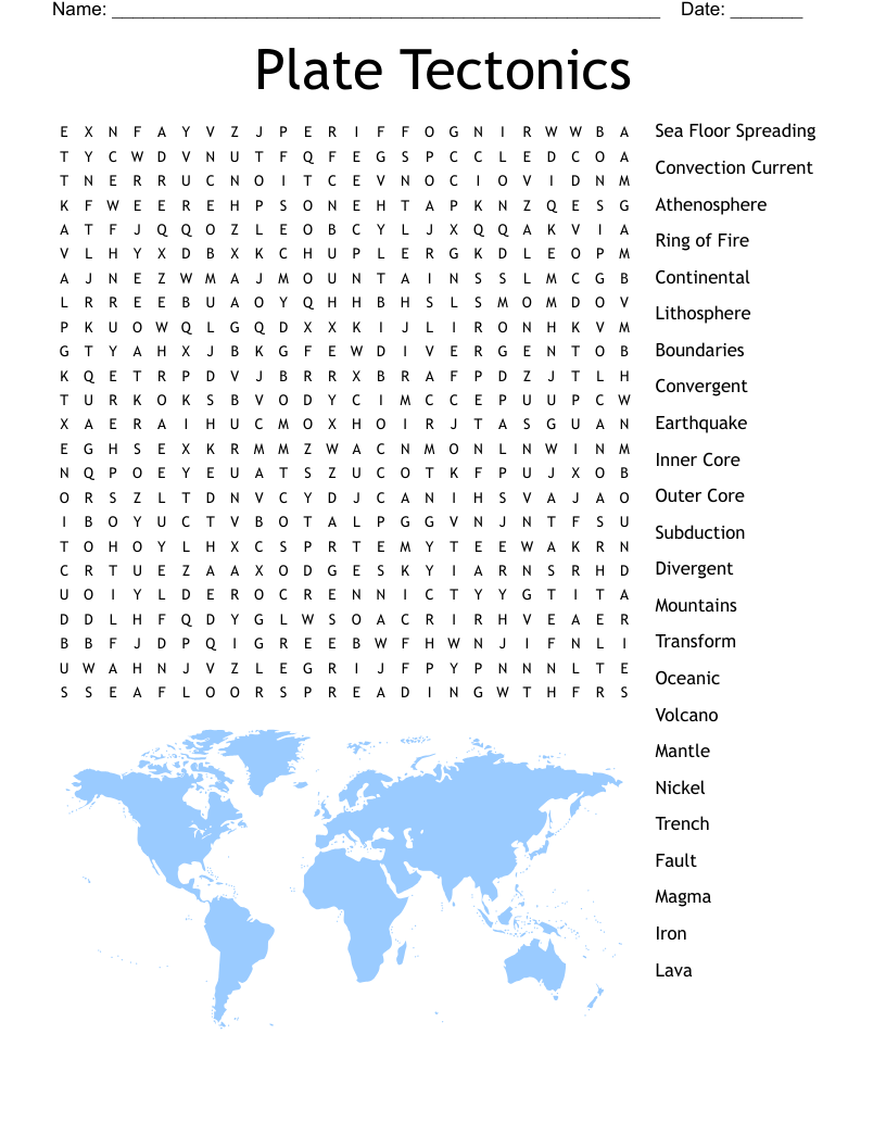 Plate Tectonic Word Search WordMint